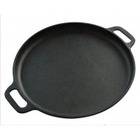 Customized logo metal cast iron paella baking pie pre-seasoned pizza pan