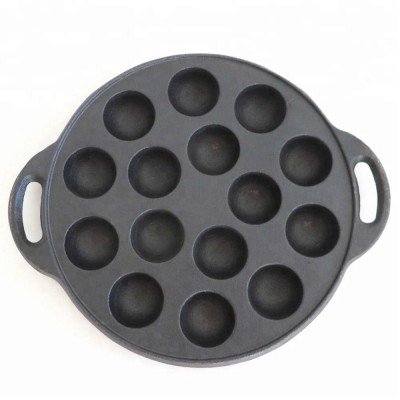 15 Holes Round Cast Iron Poffertjes Pan