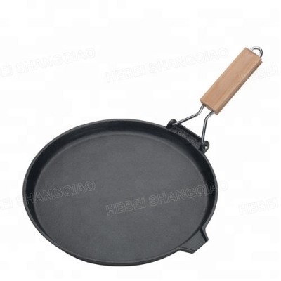 Flat Surface Cast Iron Griddle with Removable Wooden Handle