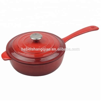 Red Enameled Cast Iron Sauce pot with lid