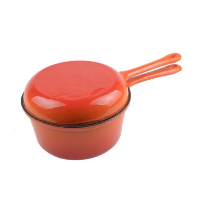 Orange Enamelled Cast Iron Two Use Pan Multifunction Pan