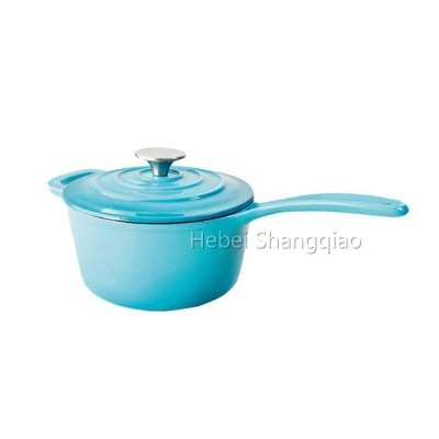 Blue Enamelled Cast Iron Stew Pot Small Hot Milk Pot