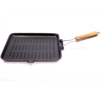 professional cast iron sizzler plate with wooden handle