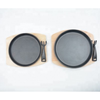 3pcs Round Cast Iron Sizzler Plate