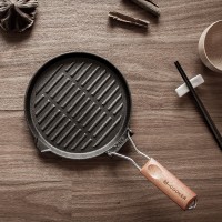 cast iron round grill pan with wooden handle cast iron skillet cast iron frying pan